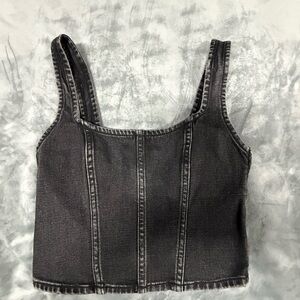 Abercrombie & Fitch Black Denim Crop Tank Top